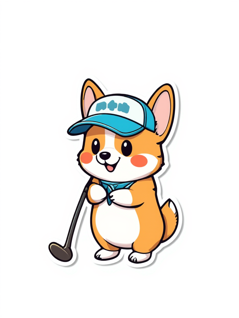 Chibi corgi playing golf.