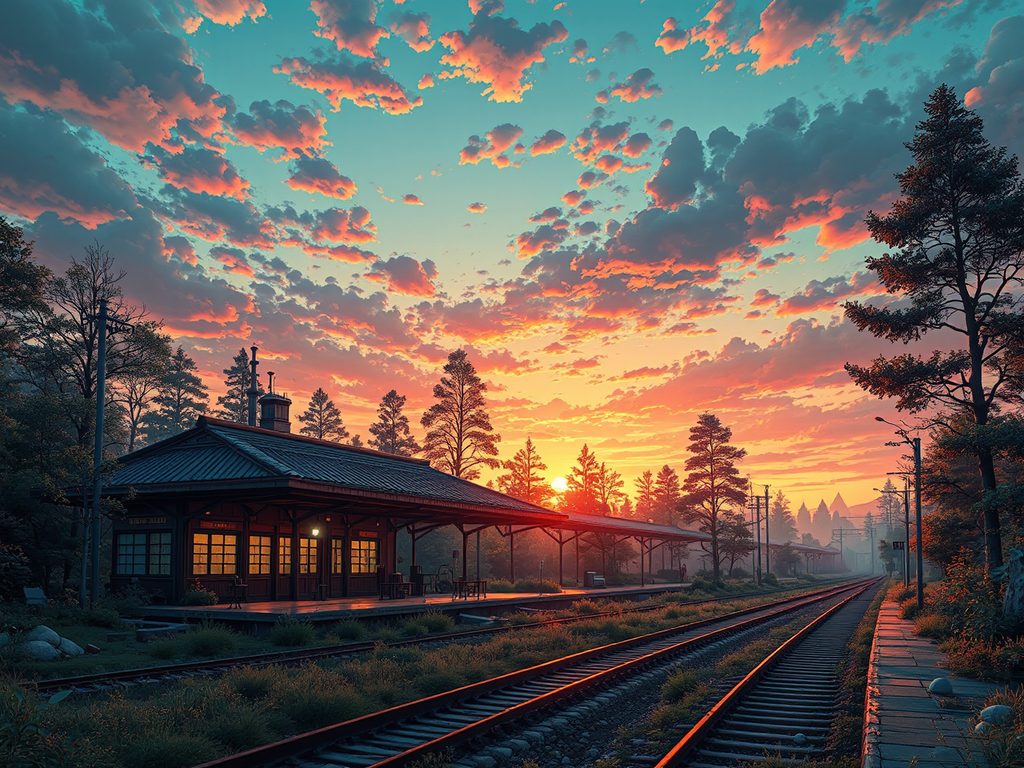 Detailed futuristic train station