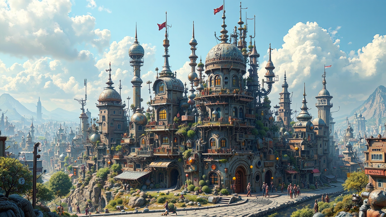 A futuristic cityscape with