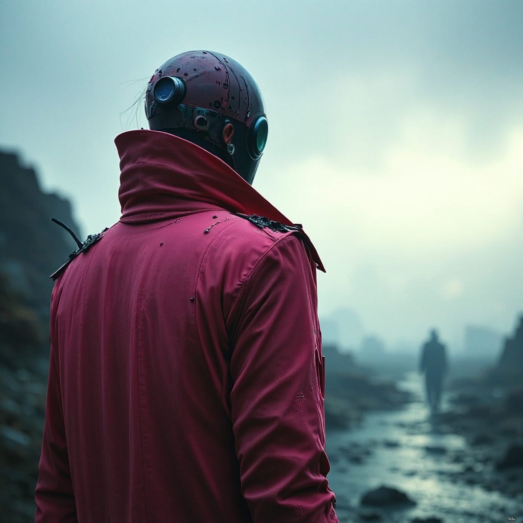 Mysterious figure in cyberpunk