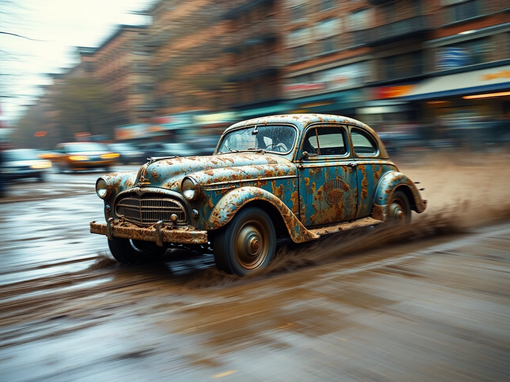 Dirty vintage Ford car