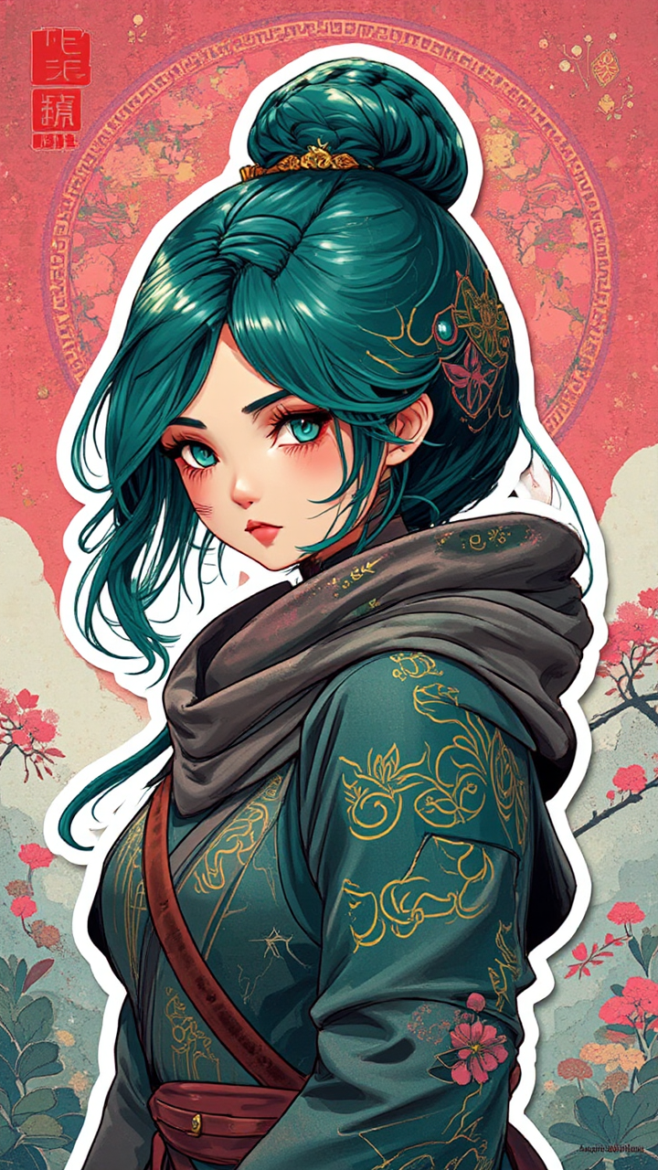 Girl ninja in elaborate