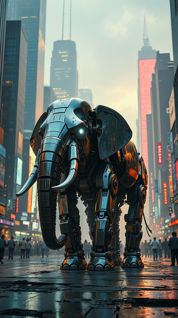 Cyborg robotic elephant in