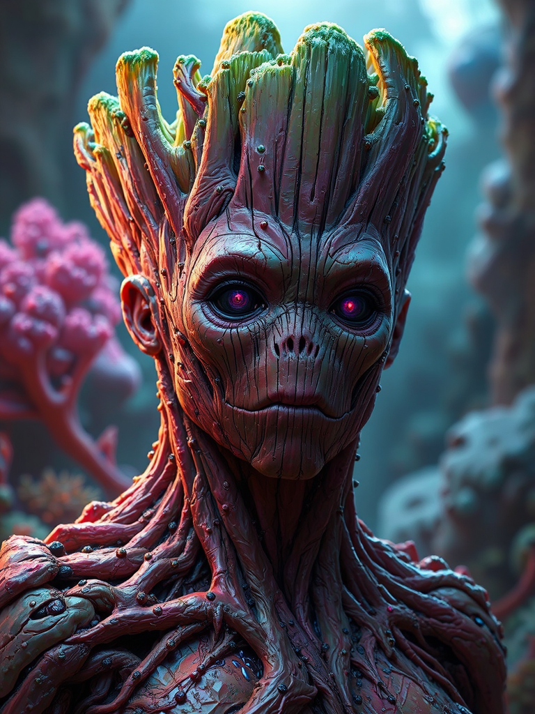 Cyberpunk fantasy world with