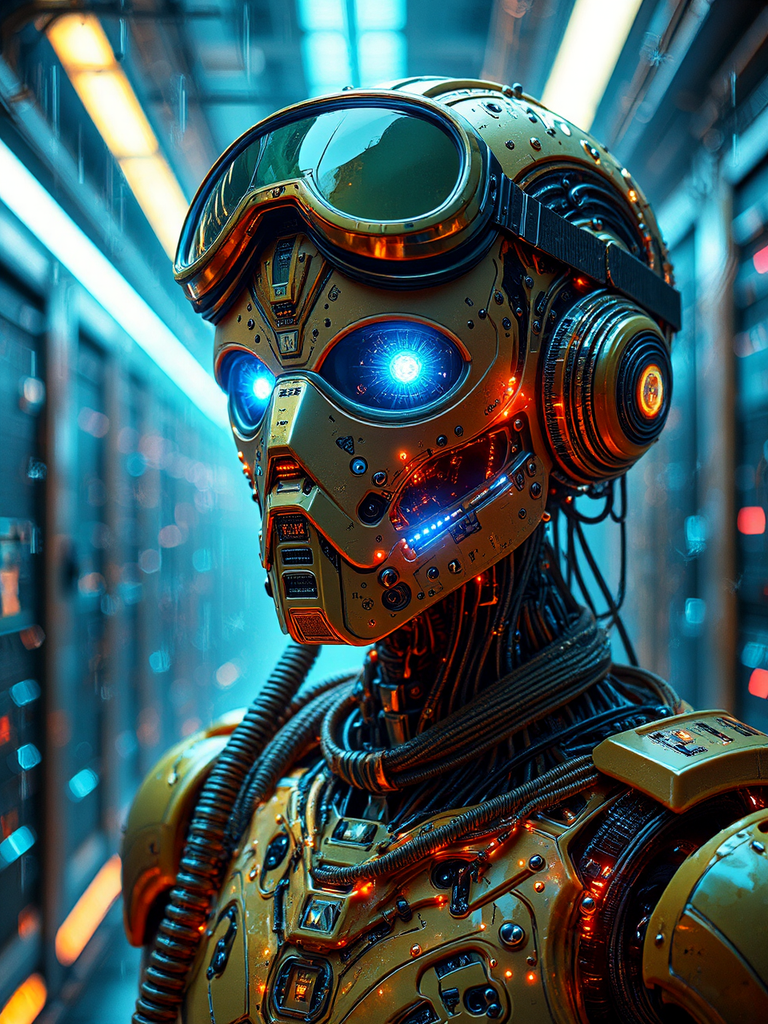 Futuristic robot in a