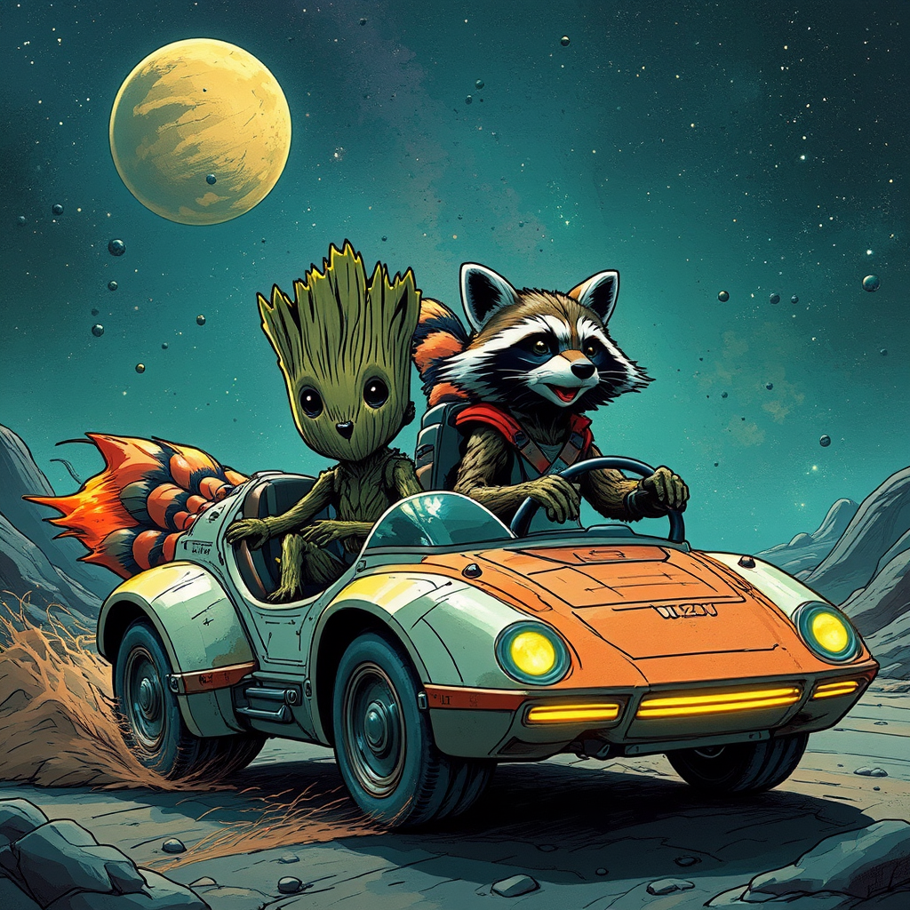 Groot and Rocket Raccoon