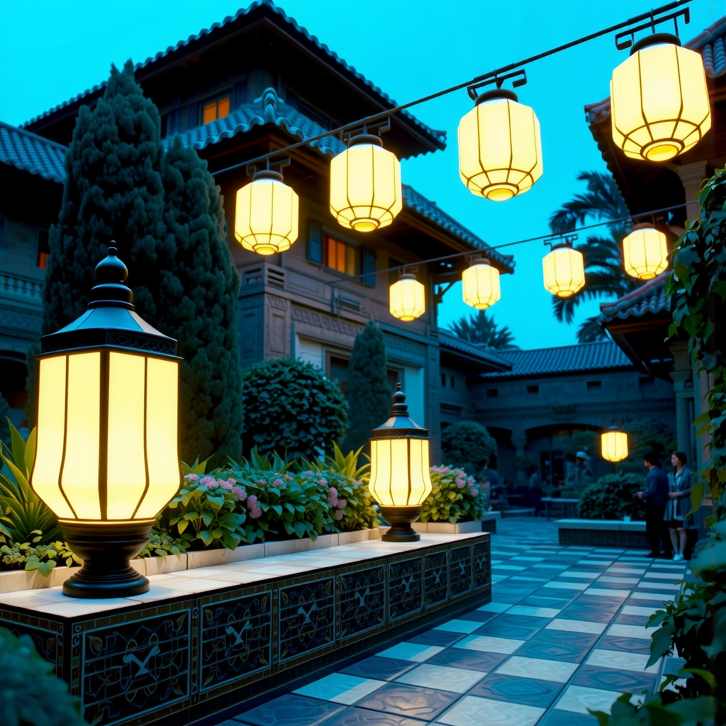 Glowing lanterns in a