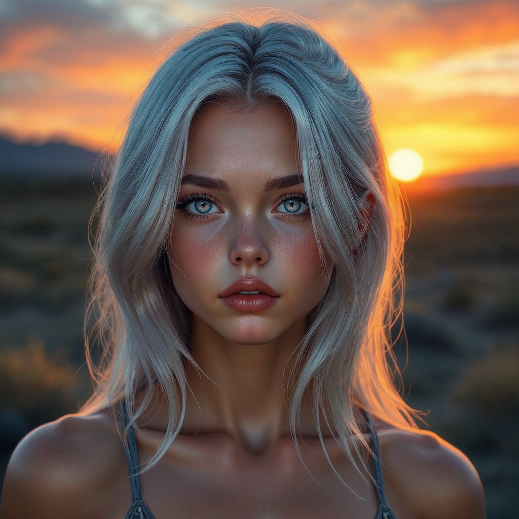 A beautiful silver-haired girl