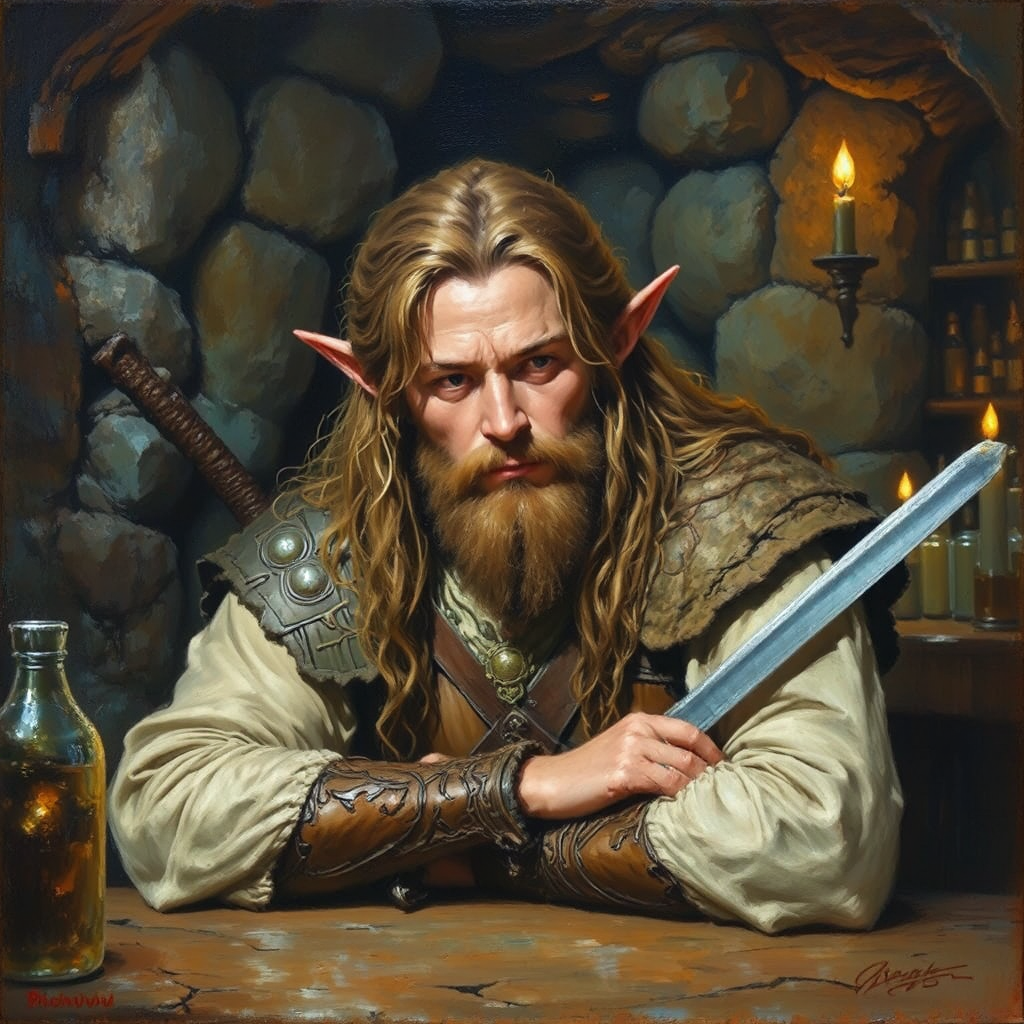 Elven warrior rests in