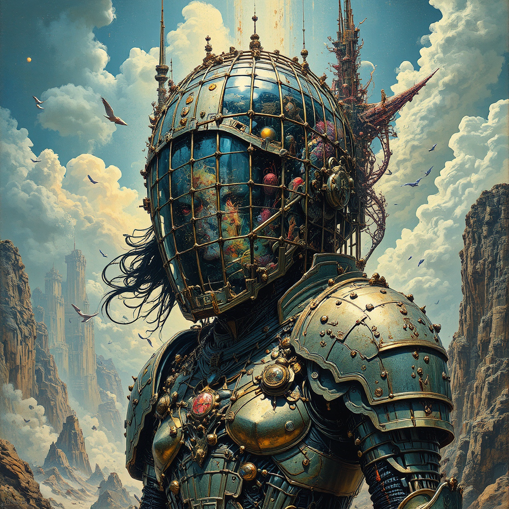 Monumental interdimensional warrior in