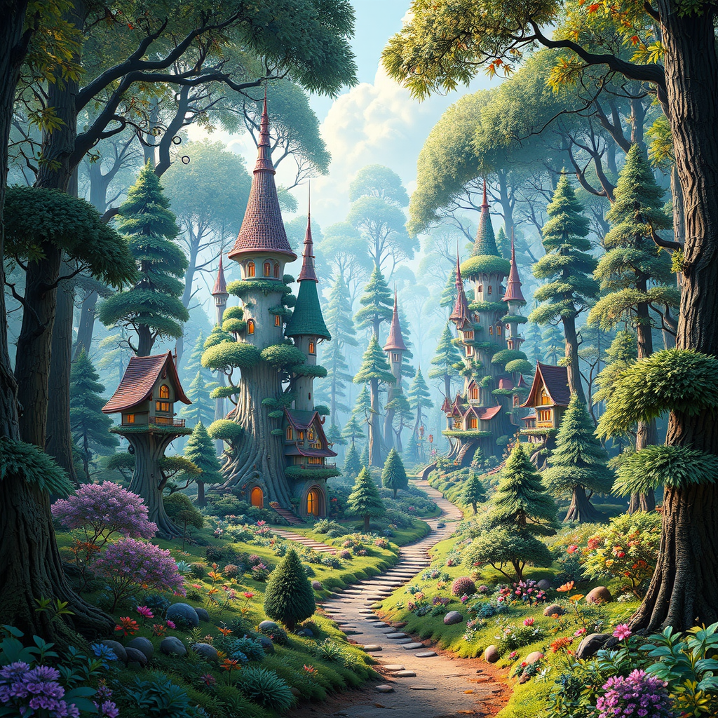 Densely packed futuristic forest