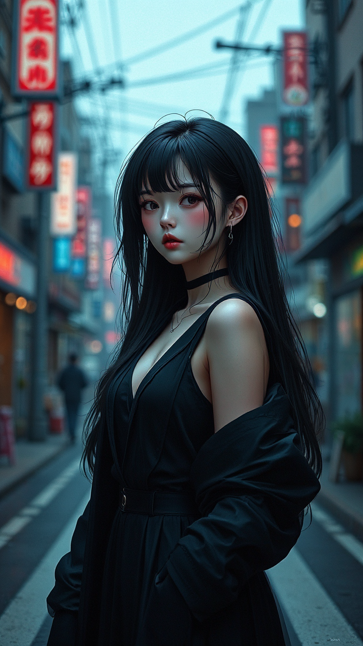 A woman stands by