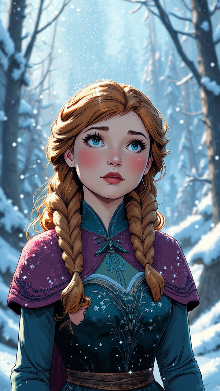 Anna in Snowy Forest