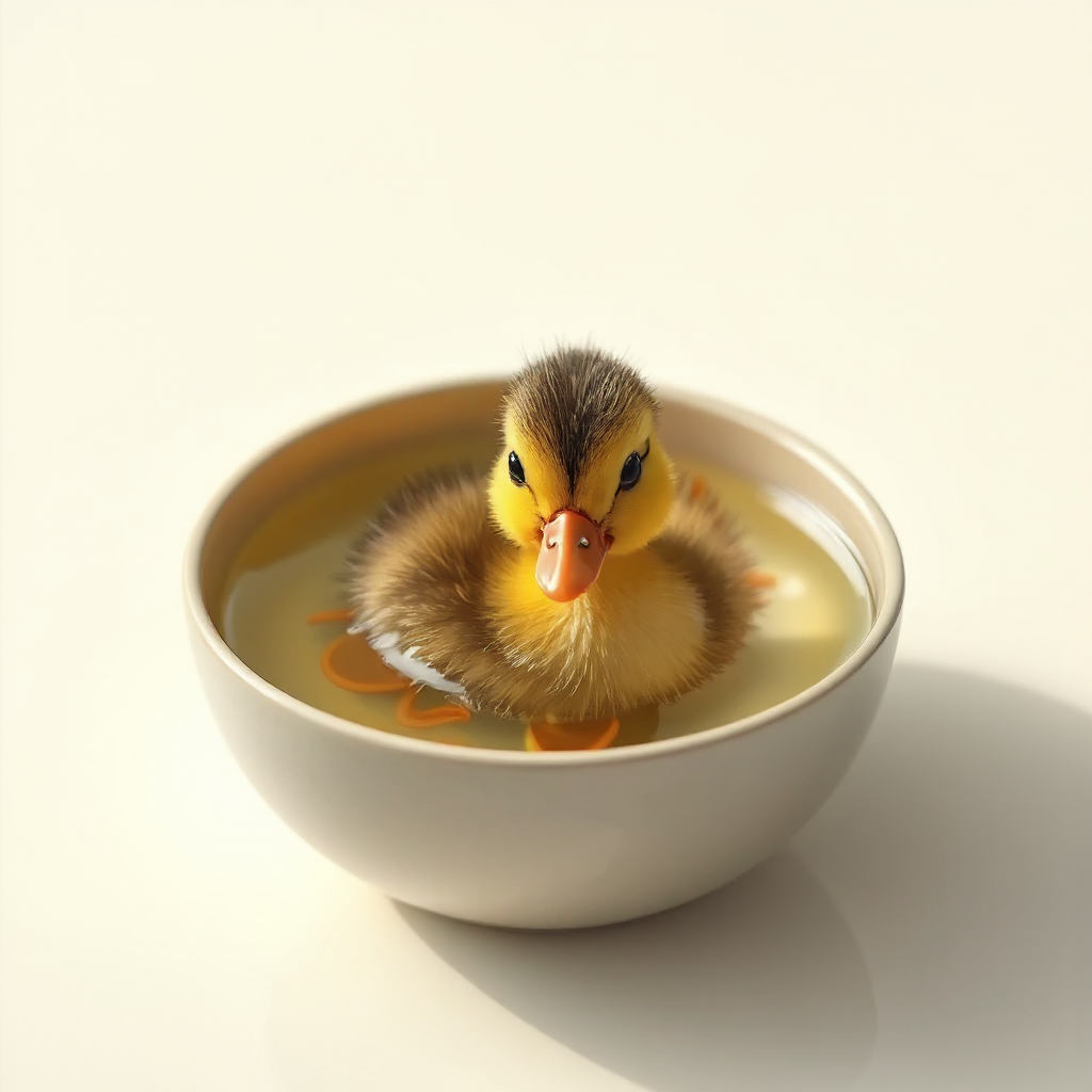 Cute duckling swimming in