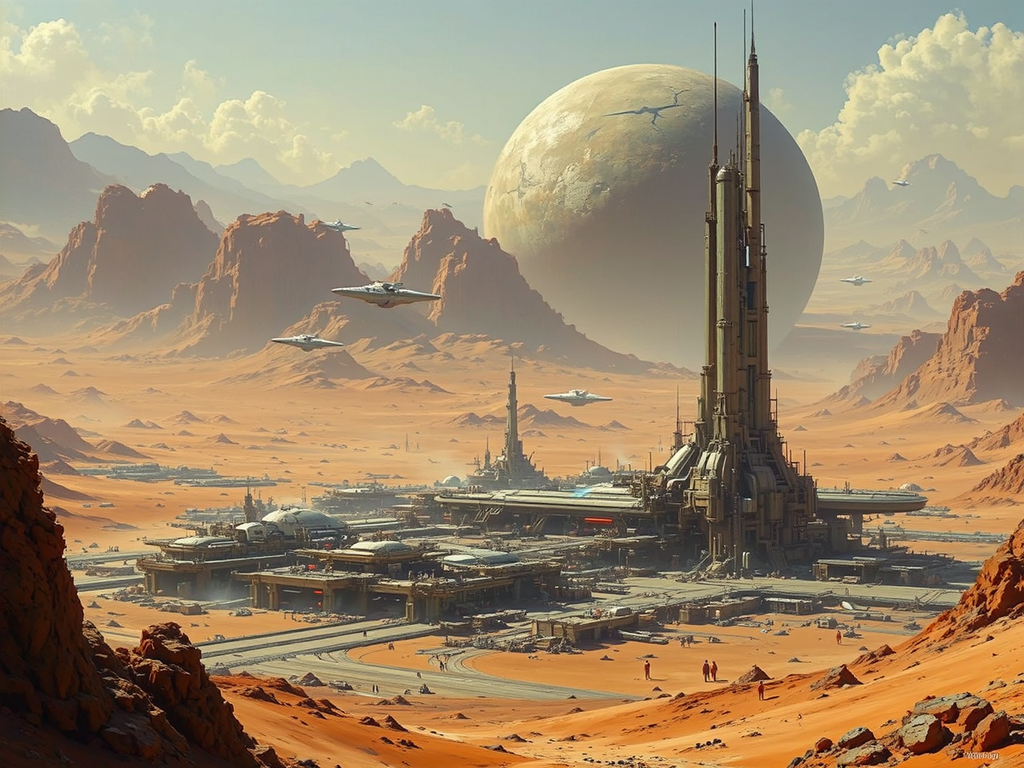 Industrial spaceport in desert