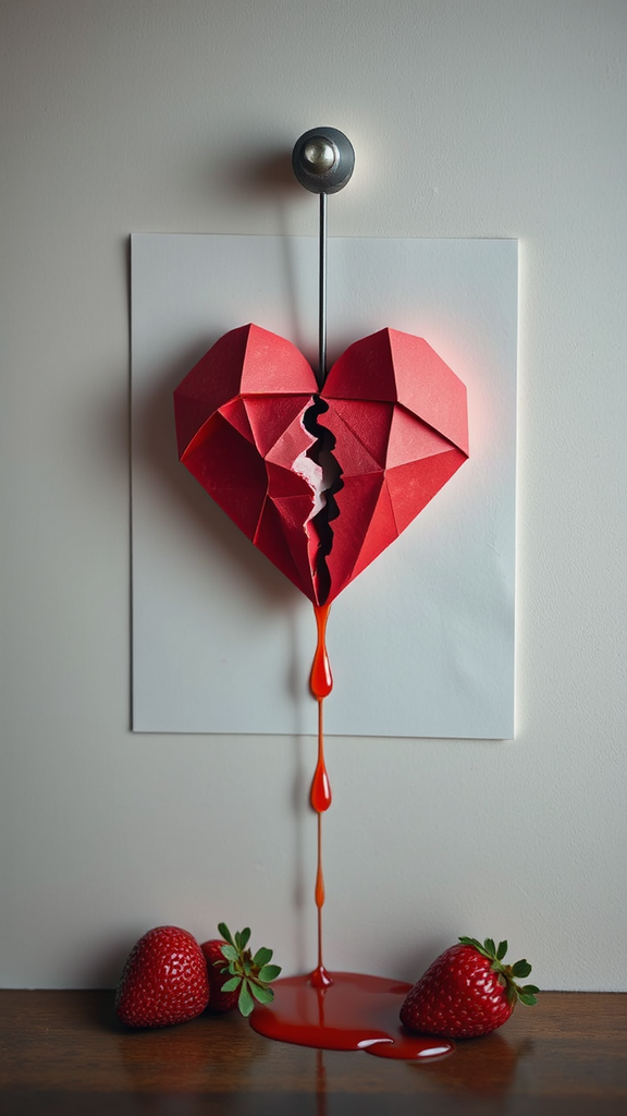 Broken heart with strawberry