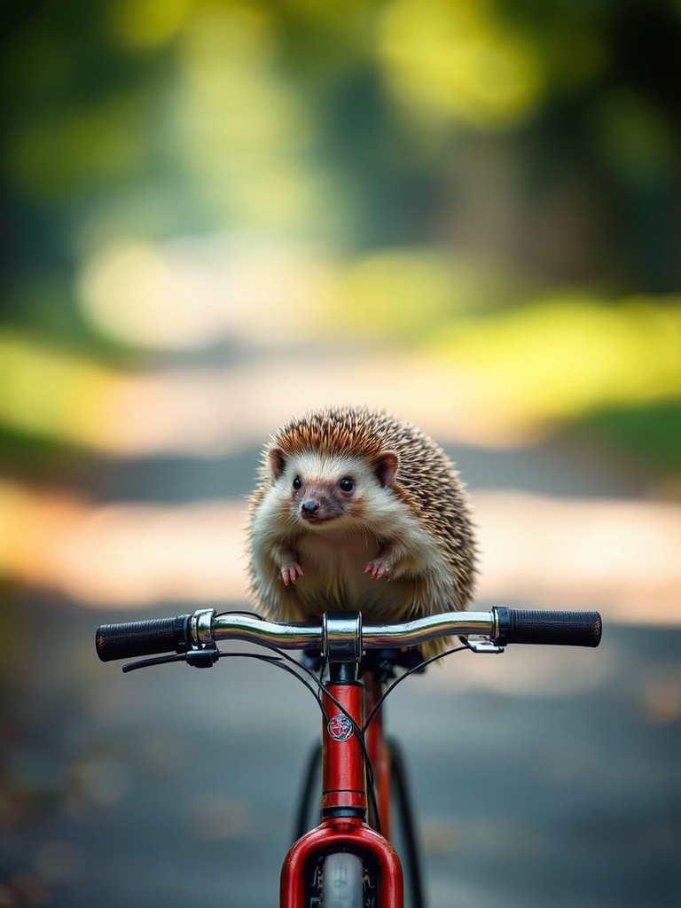 A hedgehog riding a