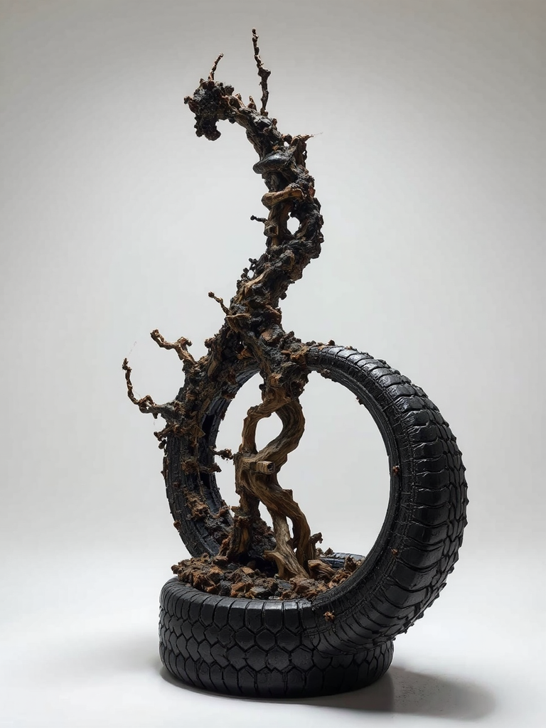 Mixed media abstract sculpture.