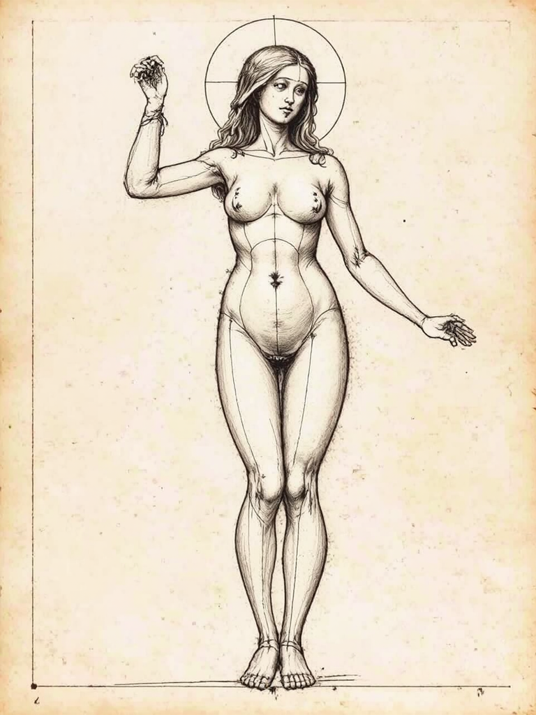 Vitruvian Woman in Proportional