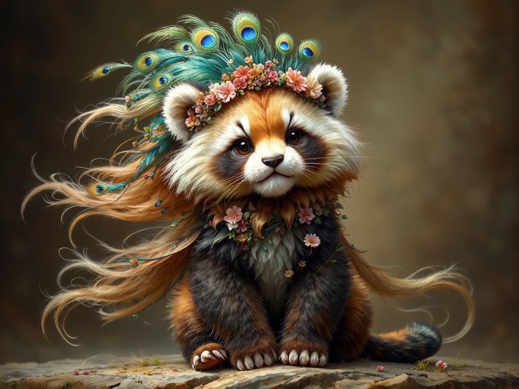 Cute mixed panda lion
