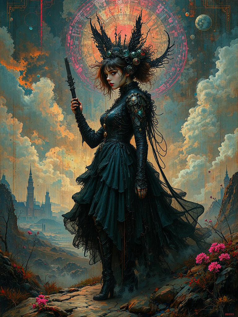 A woman with elaborate
