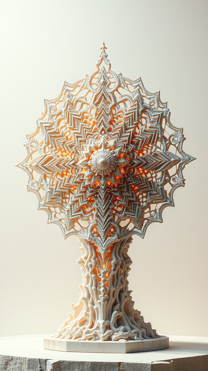 Biomechanical mandala sculpture with