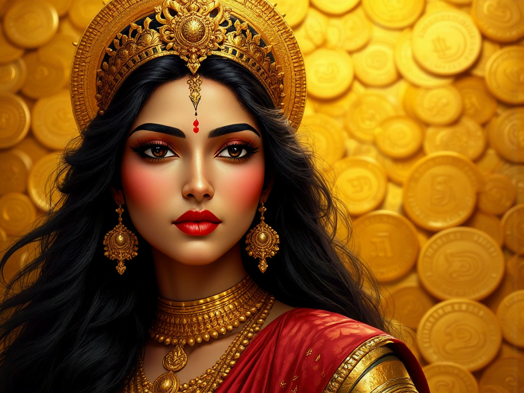 Lakshmi with gold and