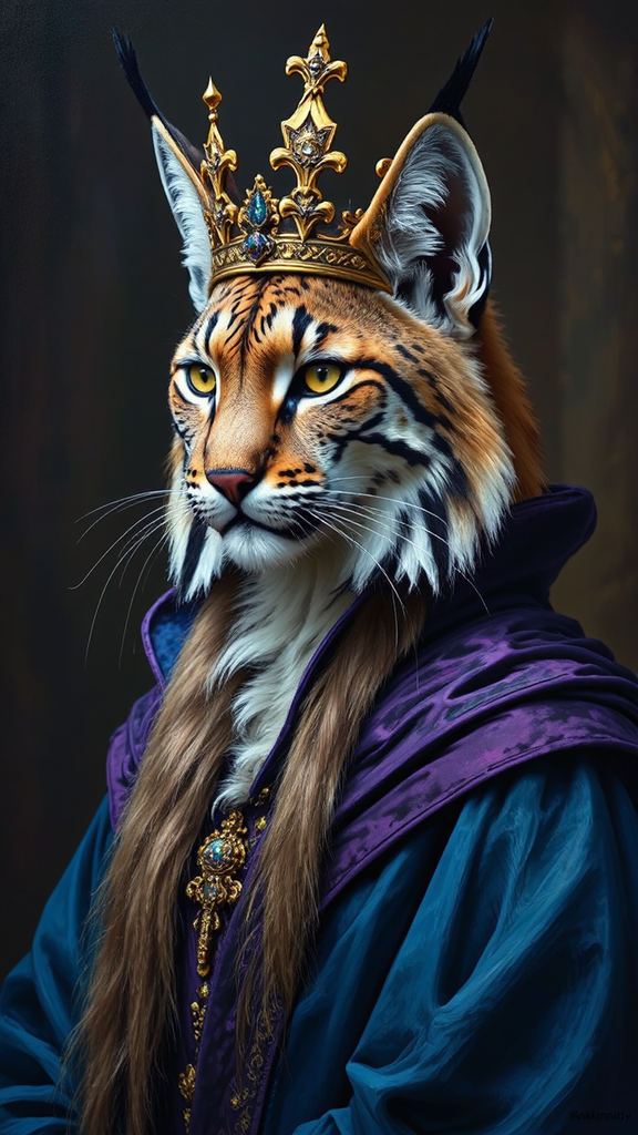Anthropomorphic lynx in royal