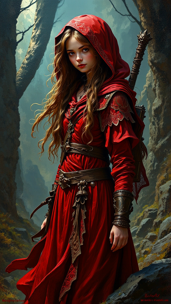 Girl bard in red
