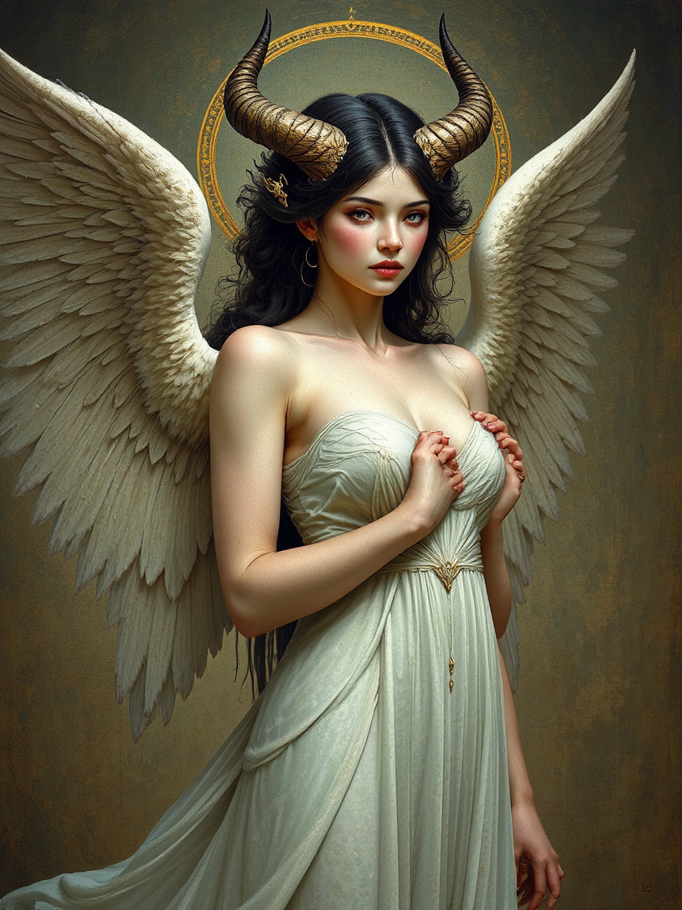 Winged goddess with horns