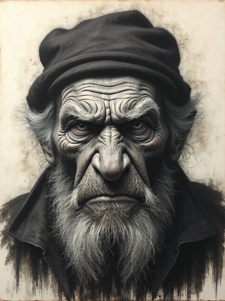 Closeup painted portrait of