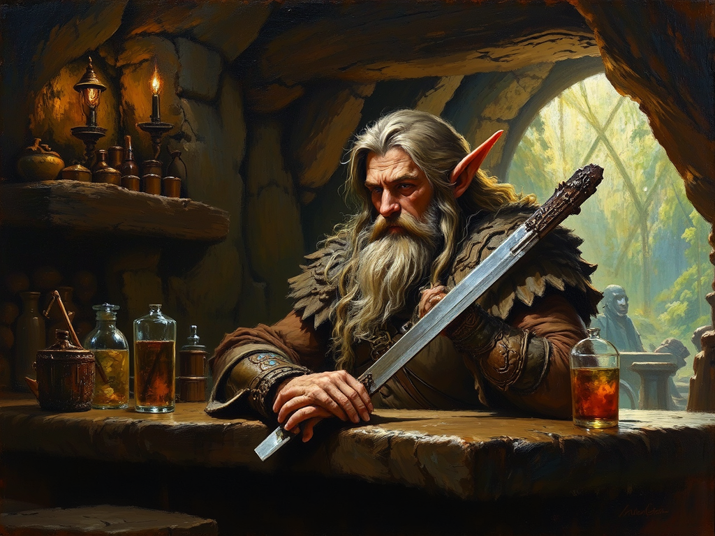 Elven warrior rests in
