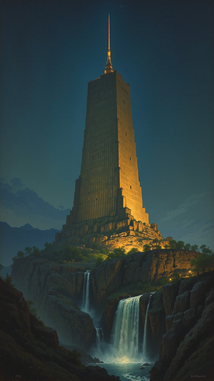 A nighttime scene of