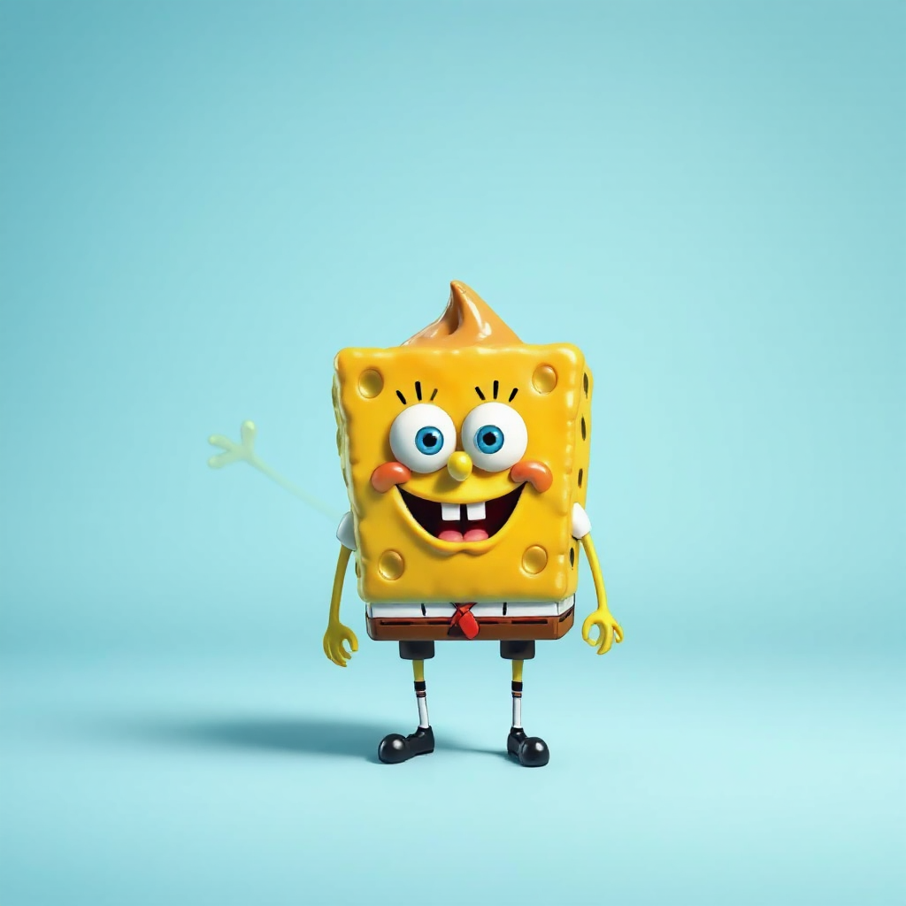 A cartoon sponge dressed