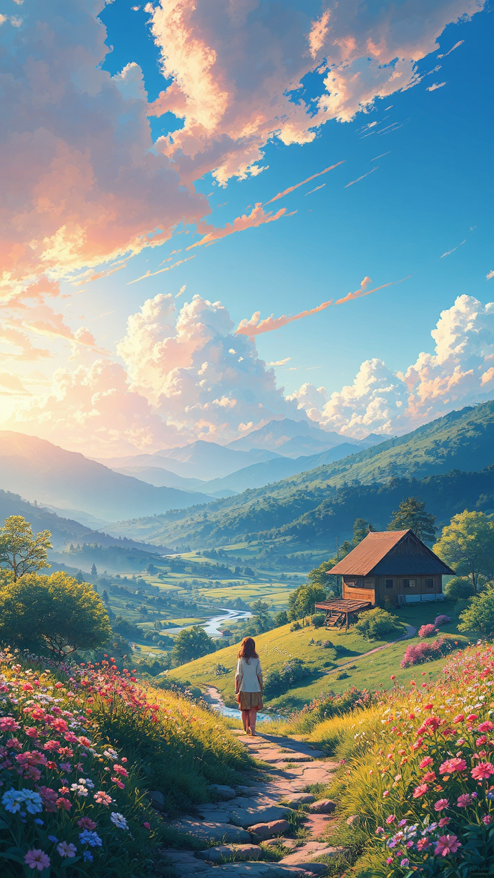 Beautiful Japanese countryside landscape.