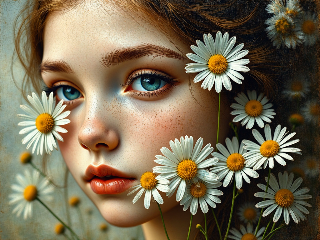 Girl's portrait with daisies