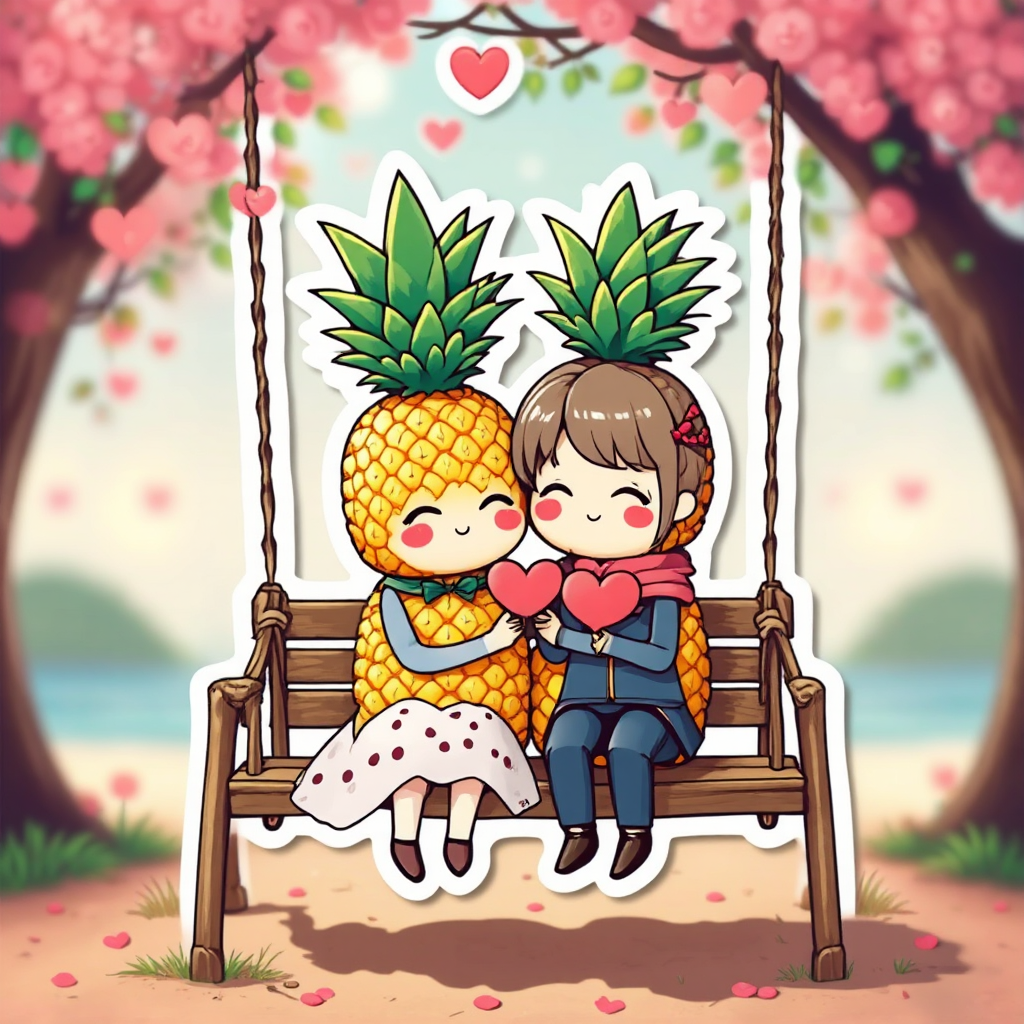 Anime pineapple couple on