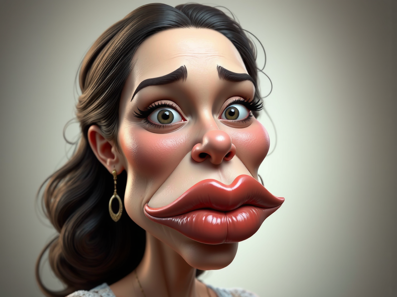Woman with exaggerated facial