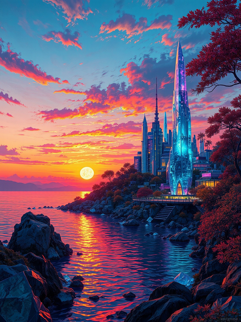 Nature scene with neon