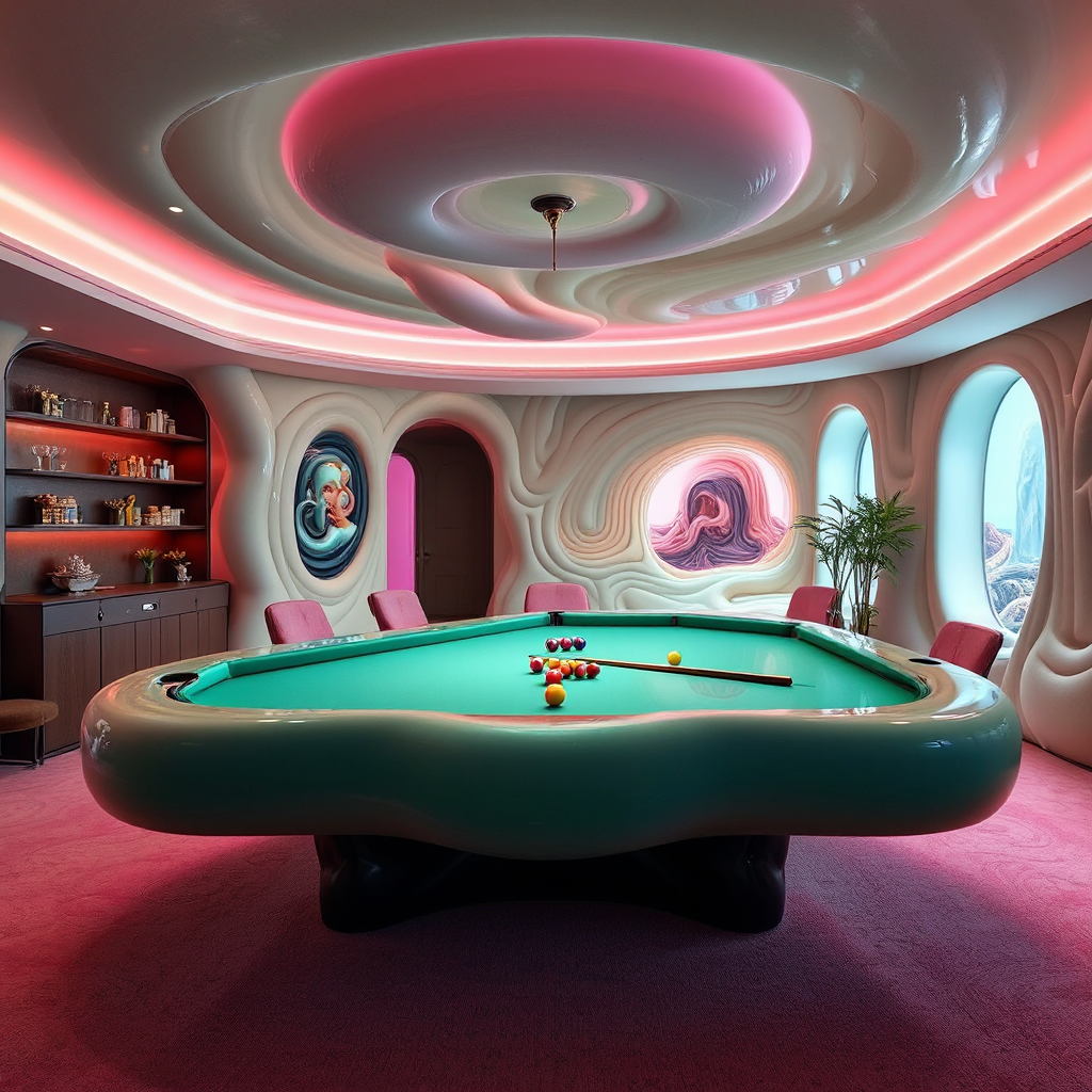 Surreal pool room with