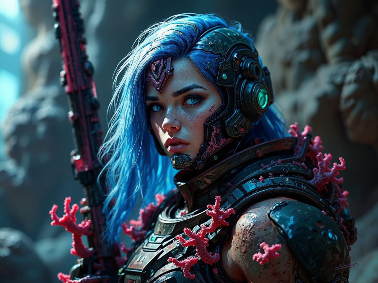 Cyberpunk soldier in a