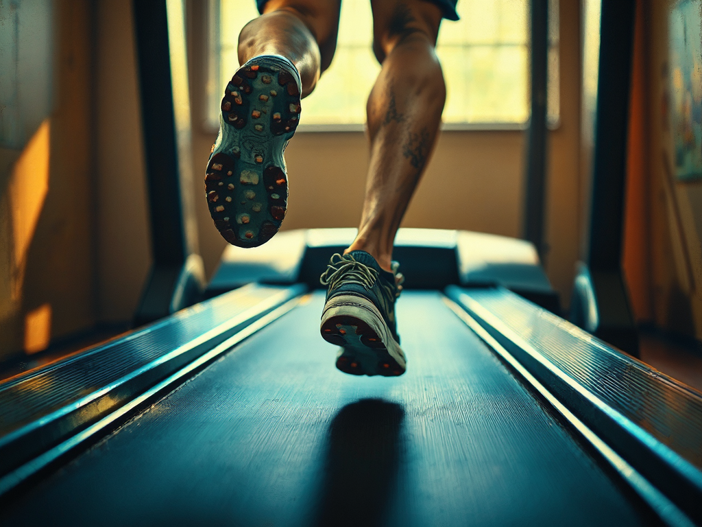 Old running shoes on