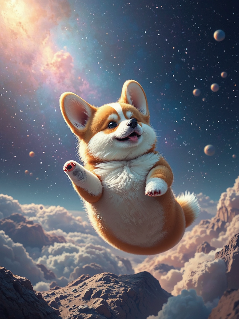 Corgi puppy in outer