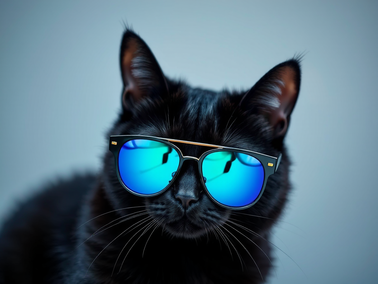 Black cat in sunglasses
