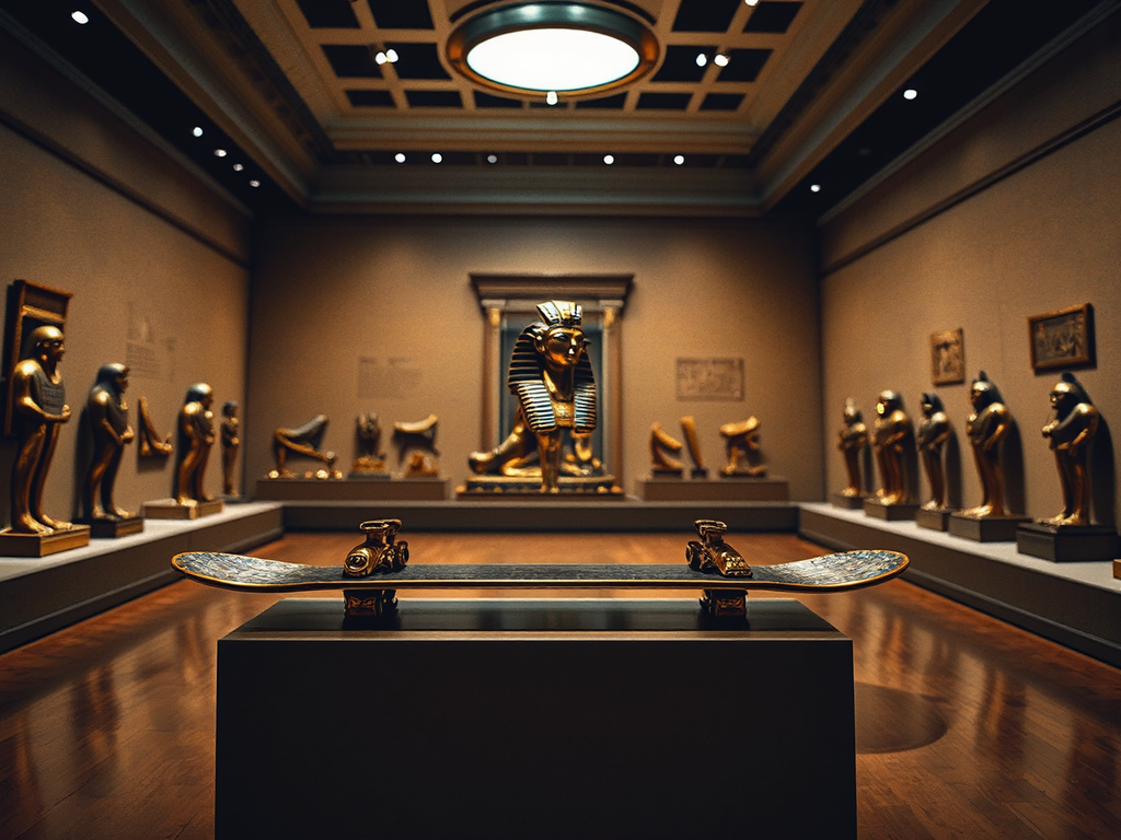 Ancient golden skateboard in