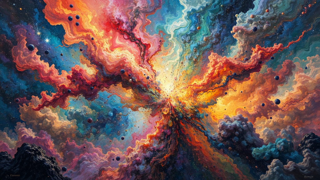 Multicolored nebula explosion artwork.