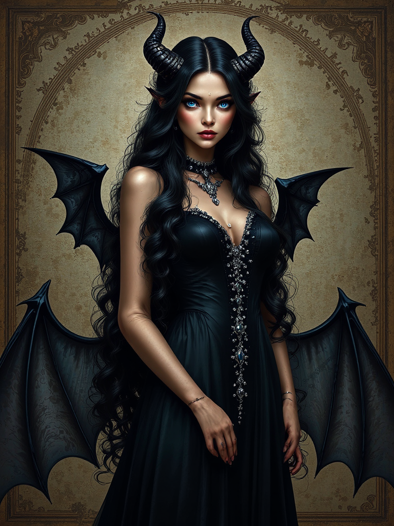Beautiful woman with horns