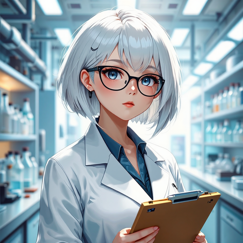 Anime girl in lab