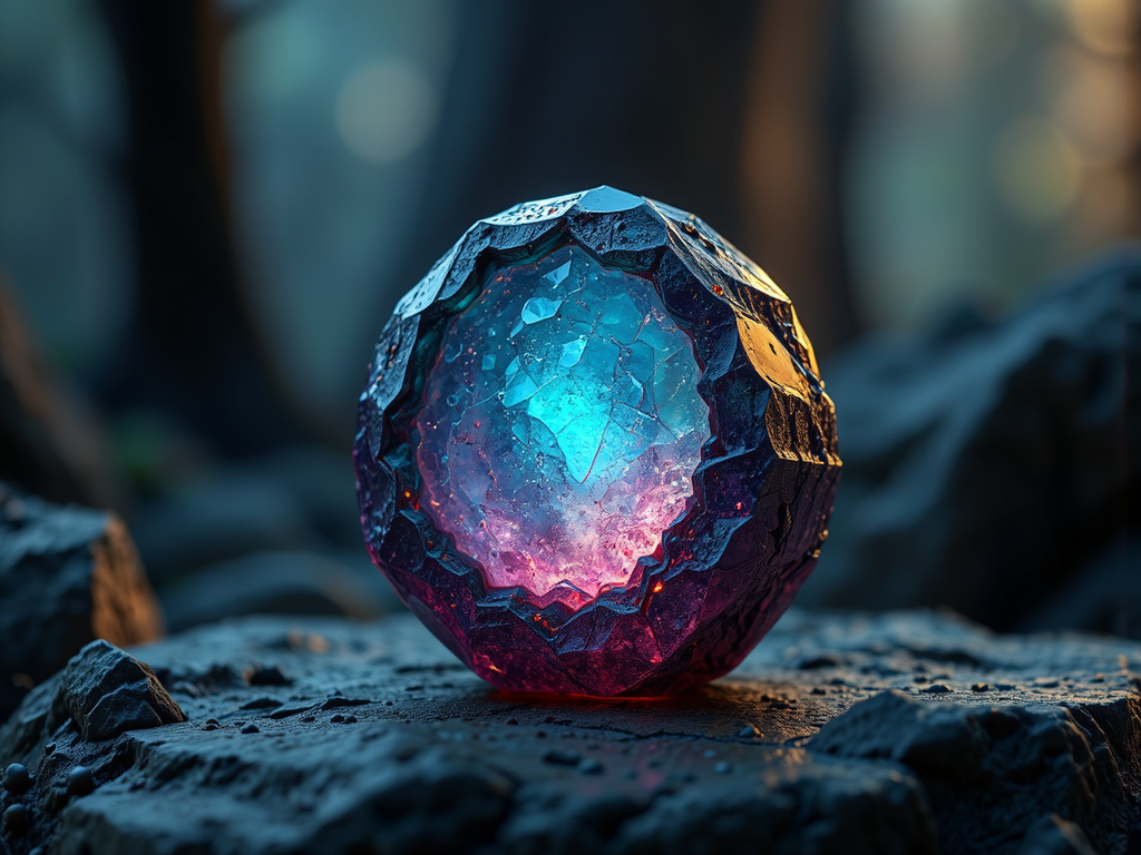 Glowing gemstone with intricate