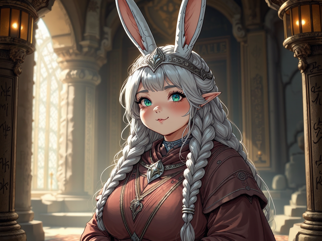 Elderly bunny priestess in